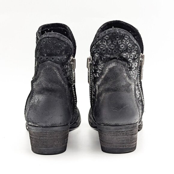 Circle G Women Distressed Black Leather Lasercut Western Cowboy Boots sz 8 - Picture 3 of 11